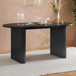 Birlea Axel 4 Seater Oval Fluted Dining Table Black - Size: 75 x 160 x 90cm - SleepSoul - Wilko