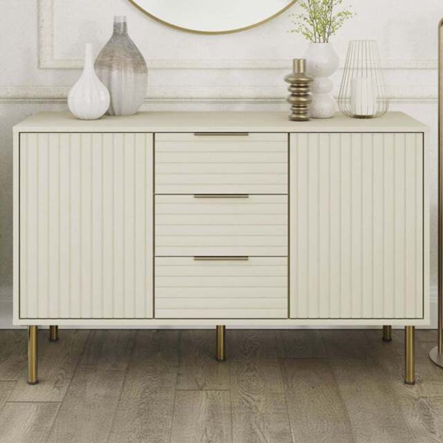 GFW Nervata Cream Sideboard - Size: 72.5 x 116 x 39cm - Wilko - image 1