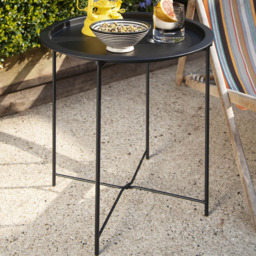 Noa and Nani Solid Black Foldable Garden Tray Table - Size: 35 x 194.1 x 139.4cm - Wilko