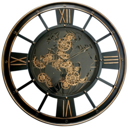 Acacia Home Black and Gold Round Gear Wall Clock 80cm - Size: 80 x 80 x 8cm - Wilko - thumbnail 1