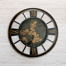 Acacia Home Black and Gold Round Gear Wall Clock 80cm - Size: 80 x 80 x 8cm - Wilko - thumbnail 3