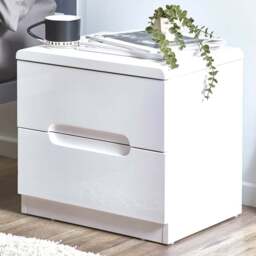 Julian Bowen Manhattan 2 Drawer White Bedside Table - Wilko - thumbnail 1