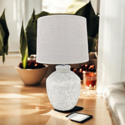 Acacia Home 51cm Rustic Ceramic Modern Table Lamp with Fabric Shade - Size: 51 x 20 x 20cm - Multi - Wilko - thumbnail 3