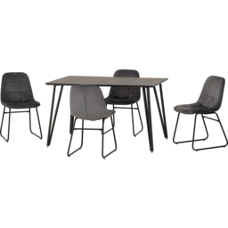 Seconique Marlow and Lukas 4 Seater Dining Set Black Marble and Grey Velvet - Black Marble/Grey Velvet - Wilko - thumbnail 4