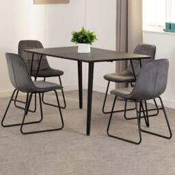 Seconique Marlow and Lukas 4 Seater Dining Set Black Marble and Grey Velvet - Black Marble/Grey Velvet - Wilko