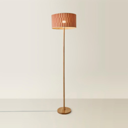 ValueLights Heather Orange Checkerboard Bamboo Shade Light Wood LED Floor Lamp with Bulb - Size: 180 x 30 x 30cm - Cream - Wilko - thumbnail 5