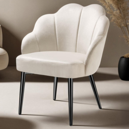 tectake Hellen Set of 6 Cream and Black Shell Shaped Velvet Accent Chair - Size: Single - Wilko - thumbnail 1