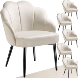 tectake Hellen Set of 6 Cream and Black Shell Shaped Velvet Accent Chair - Size: Single - Wilko - thumbnail 3