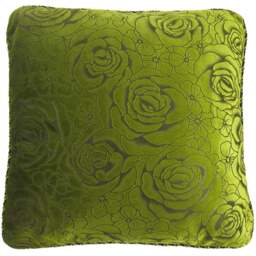 Intimates Flock Rose Lime Velvet Filled Cushion 43 x 43cm 2 Pack - Green - Wilko