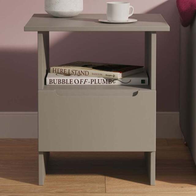Crowndale Milan Single Drawer Single Shelf Dusk Grey Lamp Table Ready Assembled - Size: 50 x 44 x 44cm - Wilko - image 1