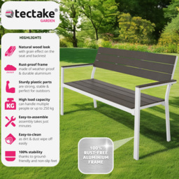 tectake 2 Seater Grey and White Garden Bench - Wilko - thumbnail 7