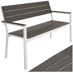 tectake 2 Seater Grey and White Garden Bench - Wilko - thumbnail 3