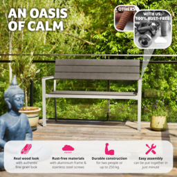 tectake 2 Seater Grey and White Garden Bench - Wilko - thumbnail 4
