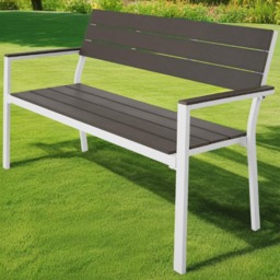 tectake 2 Seater Grey and White Garden Bench - Wilko - thumbnail 1