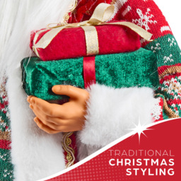 The Christmas Workshop Standing Santa Claus Decoration with Gift Sack 3.2ft - Size: 97 x 32 x 25cm - Red - Wilko - thumbnail 5