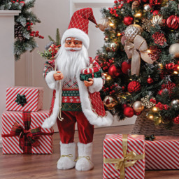 The Christmas Workshop Standing Santa Claus Decoration with Gift Sack 3.2ft - Size: 97 x 32 x 25cm - Red - Wilko - thumbnail 3