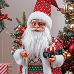 The Christmas Workshop Standing Santa Claus Decoration with Gift Sack 3.2ft - Size: 97 x 32 x 25cm - Red - Wilko - thumbnail 4