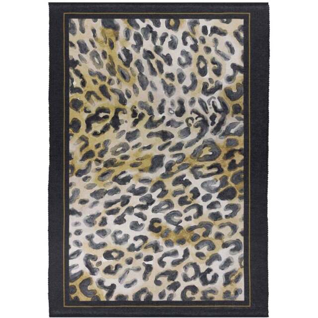 Paoletti Leopardis Black Leopard Printed Indoor and Outdoor Rug 170 x 170cm - Wilko - image 1
