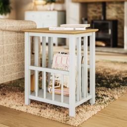 FWStyle Taberno Linen Magazine Table - White - Wilko - thumbnail 5