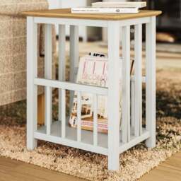 FWStyle Taberno Linen Magazine Table - White - Wilko