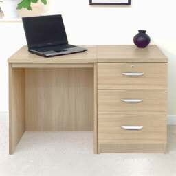 R White Cabinets 3 Drawer Brown Set-03 Desk - Size: 72.8 x 107.9 x 54cm - Wilko - thumbnail 1