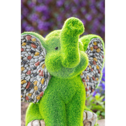 Marco Paul Stone and Grass Effect Resin Elephant Garden Ornament - Size: 35 x 29 x 10cm - Green - Wilko - thumbnail 5