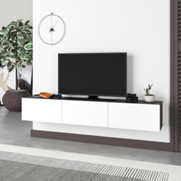 Decortie Francy 3 Door Anthracite and White Wall Mounted TV Unit - Size: 30 x 180 x 32cm - Multi - Wilko - thumbnail 6