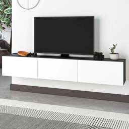 Decortie Francy 3 Door Anthracite and White Wall Mounted TV Unit - Size: 30 x 180 x 32cm - Multi - Wilko