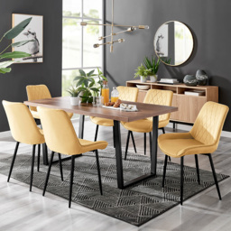 Furniturebox Solo Cesano 6 Seater Dining Set Brown Mustard Yellow and Black - Wilko - thumbnail 1