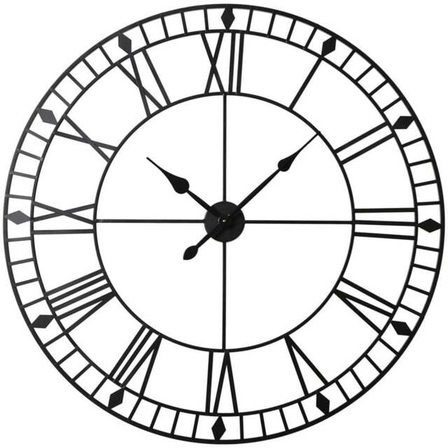 EOS Black Skeleton Wall Clock with Roman Numerals 100cm - Size: 100 x 100 x 2cm - Home Garden Direct - Wilko - image 1