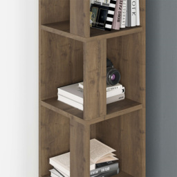 Decortie Piano Dark Oak Effect Tall Corner Bookcase - Brown - Wilko - thumbnail 4