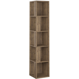 Decortie Piano Dark Oak Effect Tall Corner Bookcase - Brown - Wilko - thumbnail 3