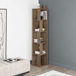 Decortie Piano Dark Oak Effect Tall Corner Bookcase - Brown - Wilko - thumbnail 6