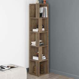 Decortie Piano Dark Oak Effect Tall Corner Bookcase - Brown - Wilko