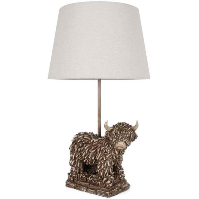 White and Antique Brass Effect Cow Table Lamp - Size: 35 x 64 x 35cm - Wilko