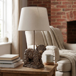 White and Antique Brass Effect Cow Table Lamp - Size: 35 x 64 x 35cm - Wilko - thumbnail 5