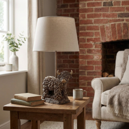 White and Antique Brass Effect Cow Table Lamp - Size: 35 x 64 x 35cm - Wilko - thumbnail 4