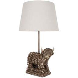 White and Antique Brass Effect Cow Table Lamp - Size: 35 x 64 x 35cm - Wilko