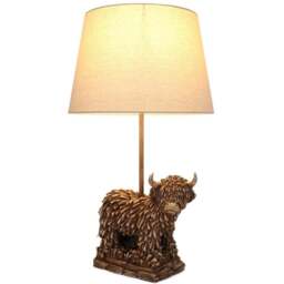 White and Antique Brass Effect Cow Table Lamp - Size: 35 x 64 x 35cm - Wilko - thumbnail 3