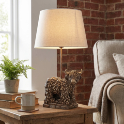 White and Antique Brass Effect Cow Table Lamp - Size: 35 x 64 x 35cm - Wilko - thumbnail 6