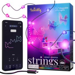 Twinkly 200 RGB Heart Shaped LED Smart Transparent Cable USB String Light 12m - Size: 12 x 5.6 x 18cm - n/a - Wilko - thumbnail 4