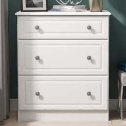 Crowndale Pembroke 3 Drawer Matt White Deep Chest of Drawers Ready Assembled - White Matt - Wilko - thumbnail 1