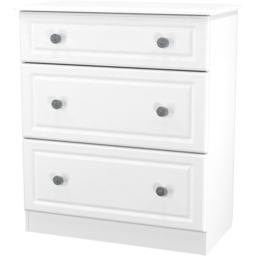 Crowndale Pembroke 3 Drawer Matt White Deep Chest of Drawers Ready Assembled - White Matt - Wilko - thumbnail 4