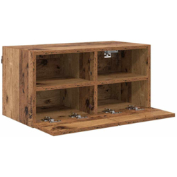 vidaXL 2 Door 2 Shelf Old Wood Wall Mounted TV Unit Set of 2 - Size: 40 x 100 x 34.5cm - Brown - Wilko - thumbnail 6