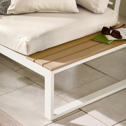 Furniturebox Bermuda 6 Seater White and Cream Garden Corner Sofa Set - Wilko - thumbnail 4