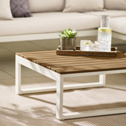 Furniturebox Bermuda 6 Seater White and Cream Garden Corner Sofa Set - Wilko - thumbnail 3