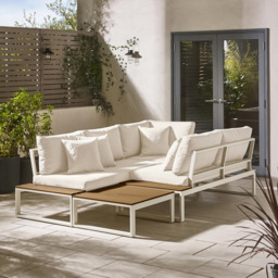 Furniturebox Bermuda 6 Seater White and Cream Garden Corner Sofa Set - Wilko - thumbnail 7