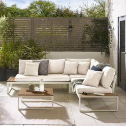 Furniturebox Bermuda 6 Seater White and Cream Garden Corner Sofa Set - Wilko - thumbnail 6