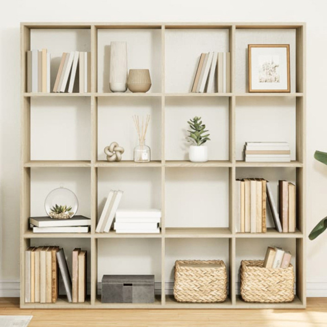vidaXL 16 Shelf Sonoma Oak Bookcase - Size: 137.5 x 29 x 137.5cm - Brown - Wilko - image 1