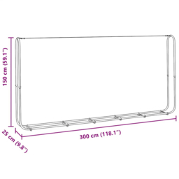vidaXL Galvanised Steel Wire Silver Firewood Rack 300 x 25 x 150cm - Size: 150 x 25 x 300cm - Wilko - thumbnail 7